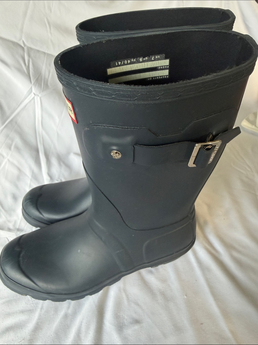 Hunter Women’s Short Waterproof Rain Boots - Navy | Size 9 - Picture 4 of 7